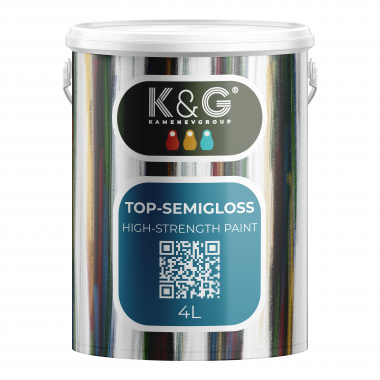 Краска полуматовая высокопрочная с легким полуглянцевым лоском K&G KAMENEVGROUP TOP-SEMIGLOSS 2098 - фото 6240